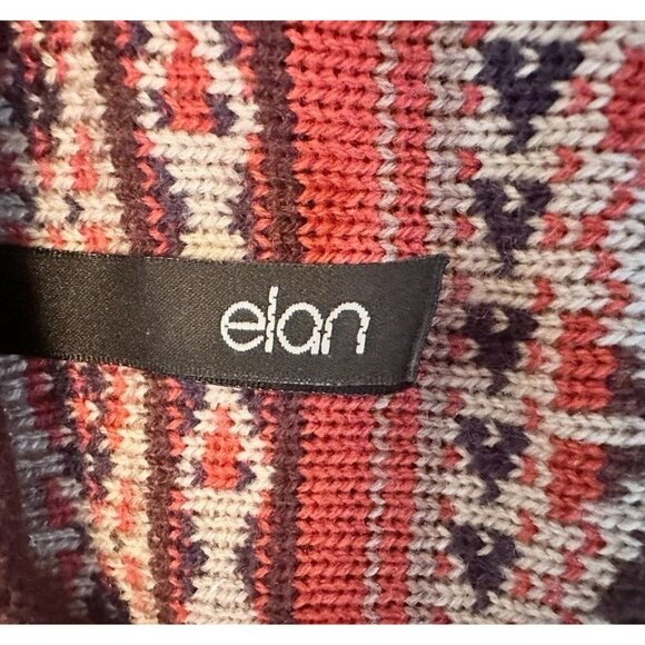 ELAN Open Front Cardigan Boho‎ Sweater Fair Isle Knit Long Sleeve Fringe Size S - Picture 10 of 10